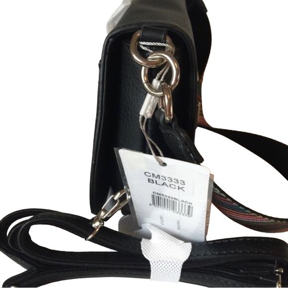 Crossbody bag black with 2 straps turn lock closure - Picture 2 of 8